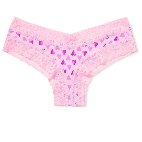 VS❤️Hearts Lace Waist Cheeky Pink with Purple Hearts Valentine’s Day NWT - Picture 12 of 16